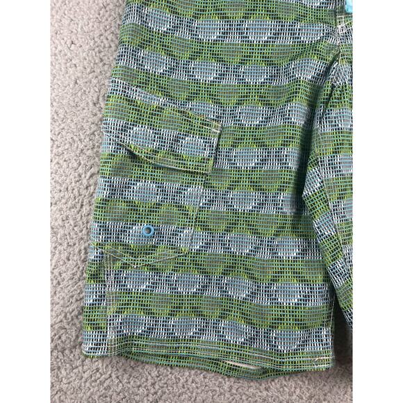 LL Bean Swim Shorts Boys 16 Trunks Green Geometric Drawstring Lined Pocket - Picture 3 of 13